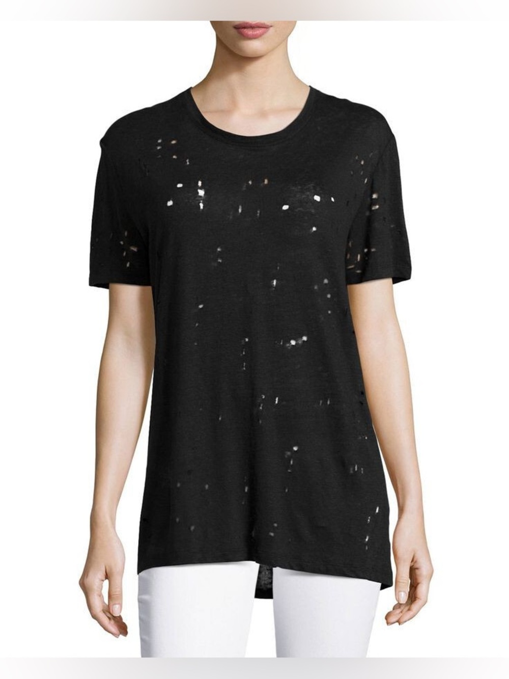 IRO Clay Black Distressed Short-Sleeve Tee